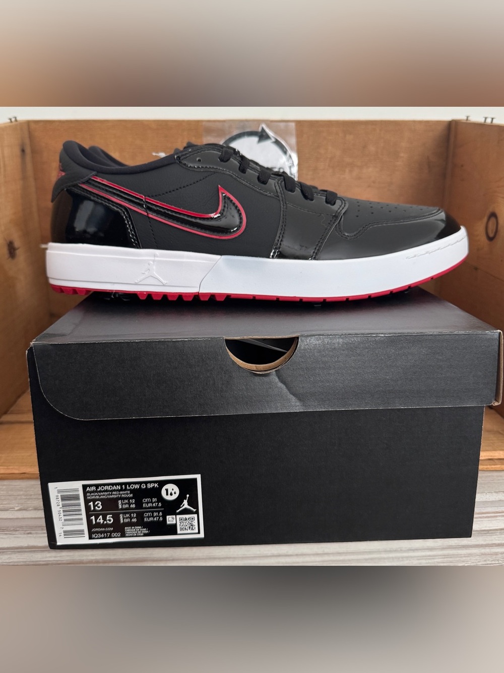 Men’s Nike Air Jordan 1 Low Golf Sneakers Shoes With Spikes Size 13 Black Red